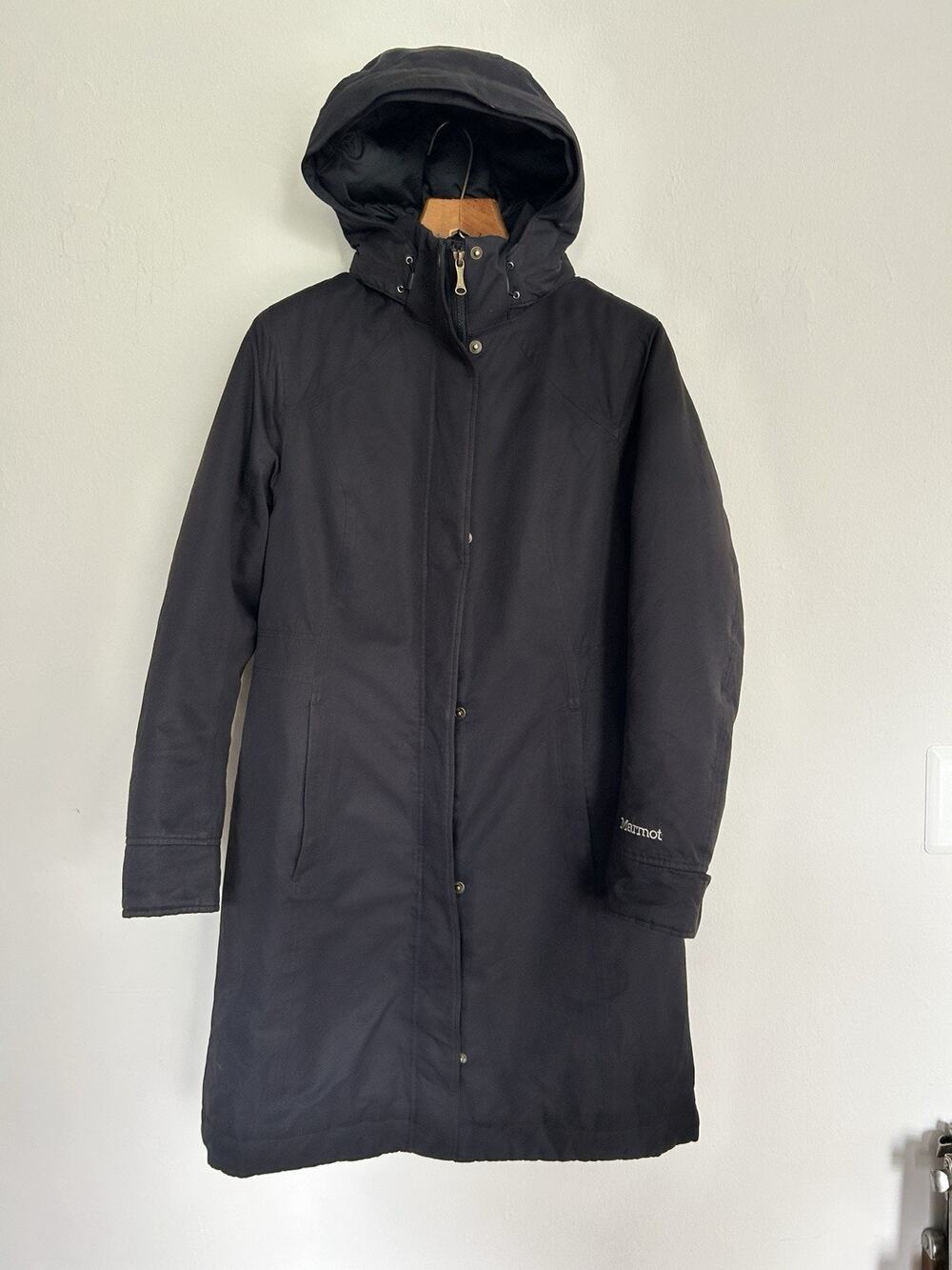 Marmot 700 Fill Down Hooded Long Parka Coat Black Women’s Medium